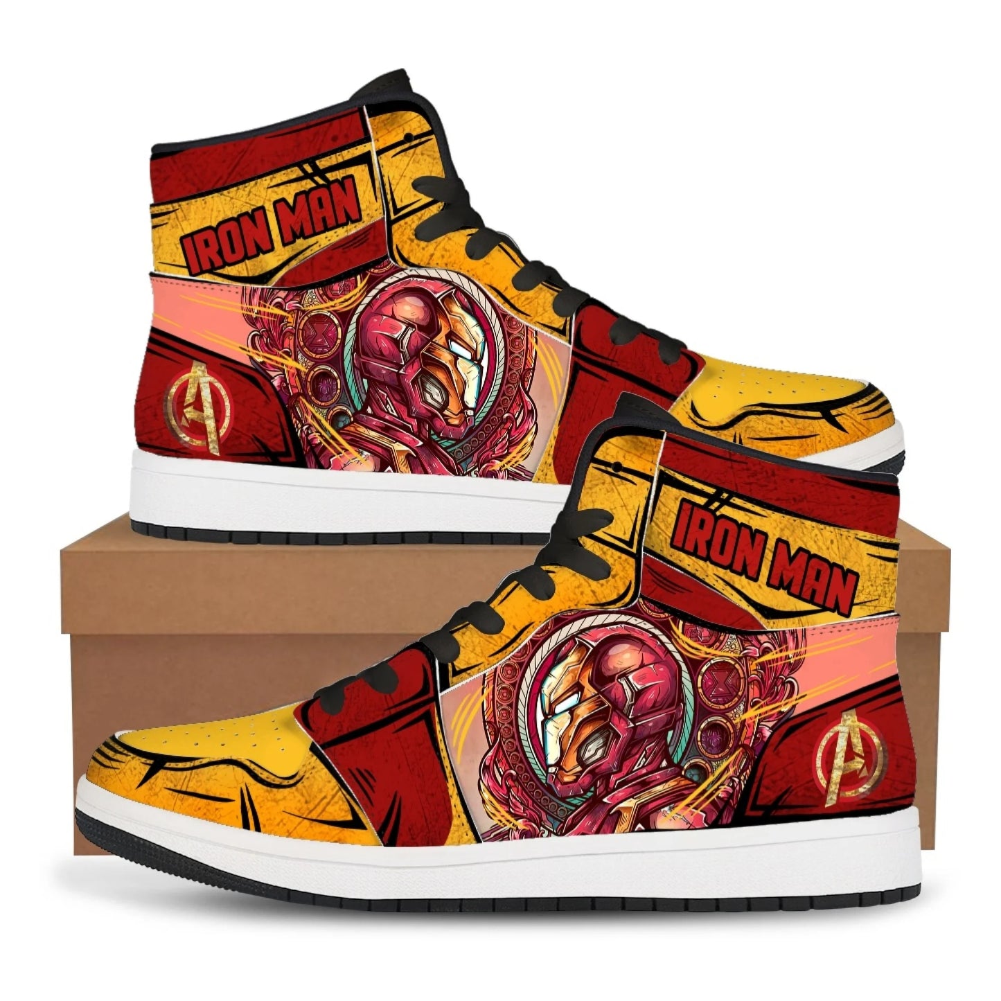 New Marvel High-Top Sneakers - Casual & Basketball Shoes for Men - Comfortable Flat Design with Vibrant Cartoon Printing - Perfect Birthday Gift