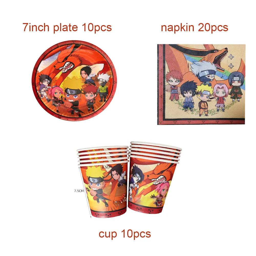 Naruto-Themed Birthday Party Kit - Custom Disposable Tableware, Banner & Studio Props - Perfect for Anime-Themed Celebrations & Baby Showers