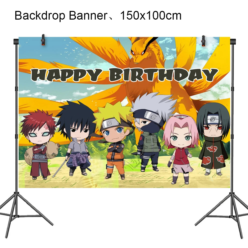 Naruto-Themed Birthday Party Kit - Custom Disposable Tableware, Banner & Studio Props - Perfect for Anime-Themed Celebrations & Baby Showers