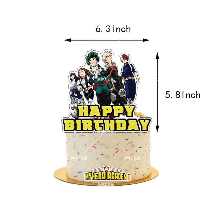 My Hero Academia Party Supplies Set - Includes Balloons, Flags, Cake Toppers - Birthday & Baby Shower Decorations - Kid-Friendly Anime Air Globos