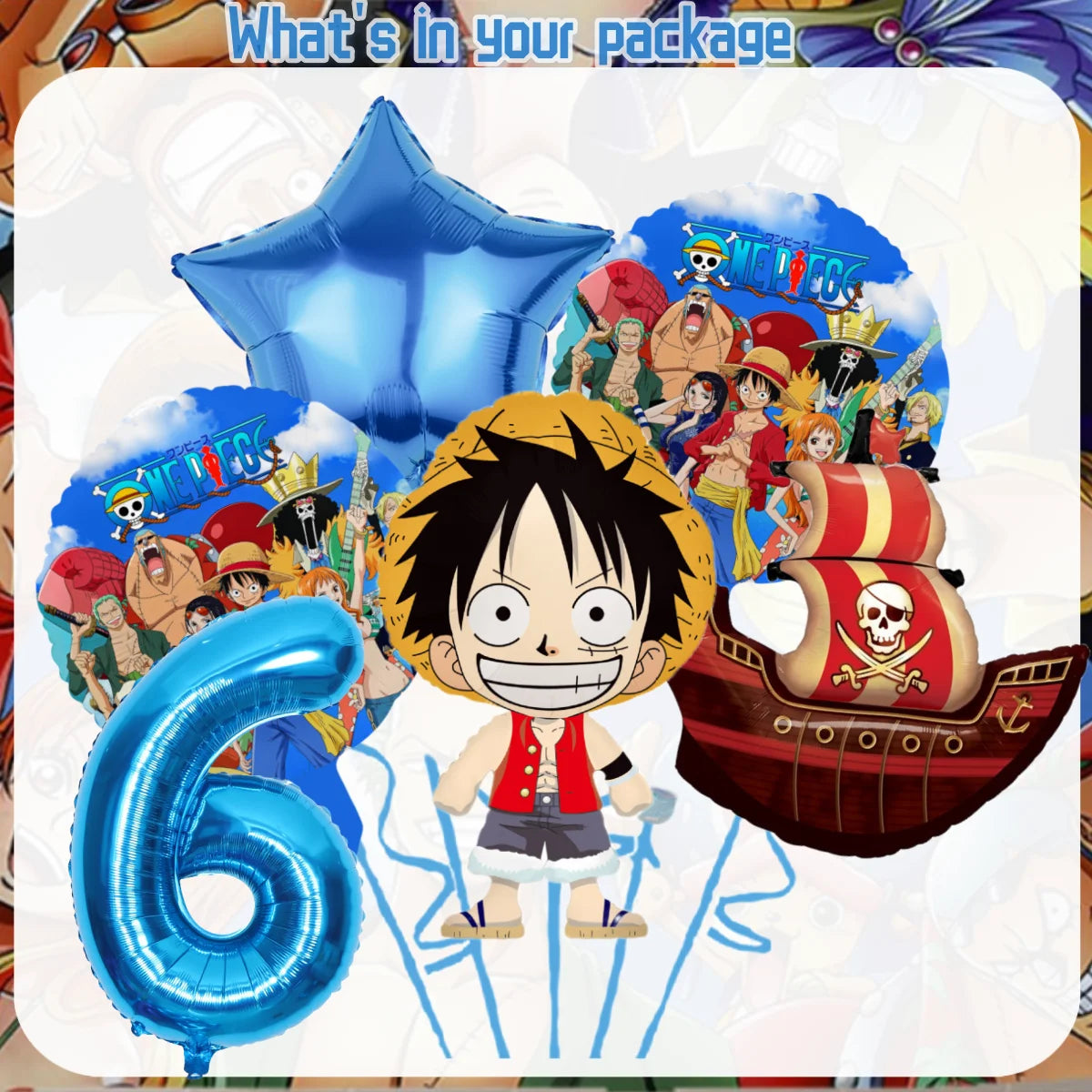 One Piece Birthday Party Supplies - Luffy & Zoro Themed Decorations - Complete Disposable Tableware Set with Tablecloth, Cups, Plates, Balloons