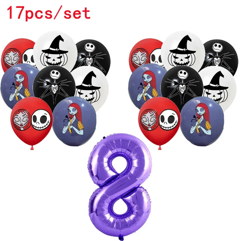 The Nightmare Before Christmas Party Supplies - Jack Skellington Theme Birthday Decorations - Includes Balloons, Banner, Tableware & Halloween Toys