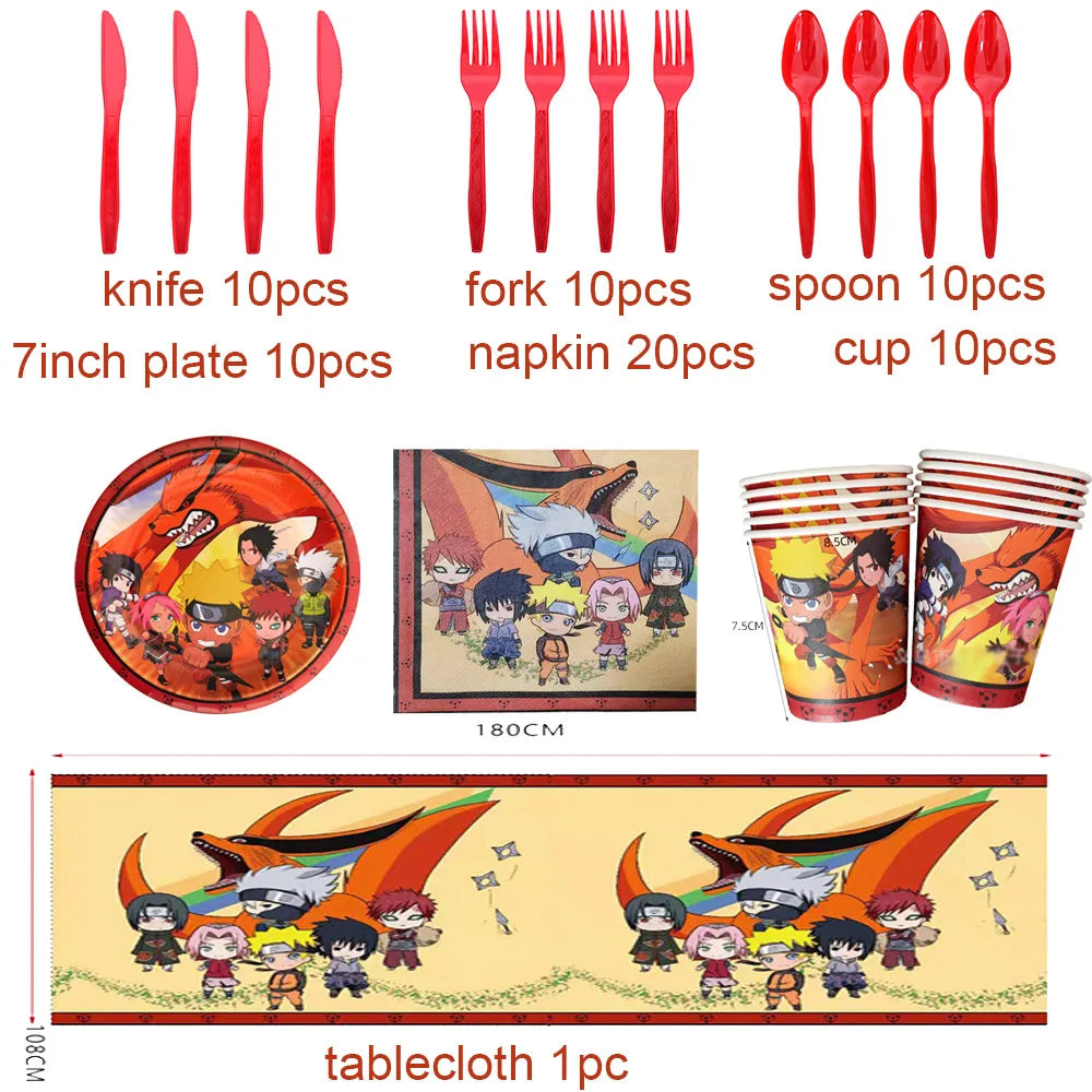 Naruto-Themed Birthday Party Kit - Custom Disposable Tableware, Banner & Studio Props - Perfect for Anime-Themed Celebrations & Baby Showers