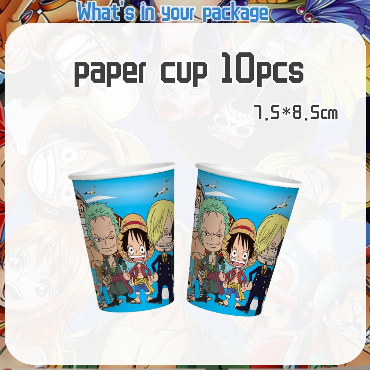 One Piece Birthday Party Supplies - Luffy & Zoro Themed Decorations - Complete Disposable Tableware Set with Tablecloth, Cups, Plates, Balloons