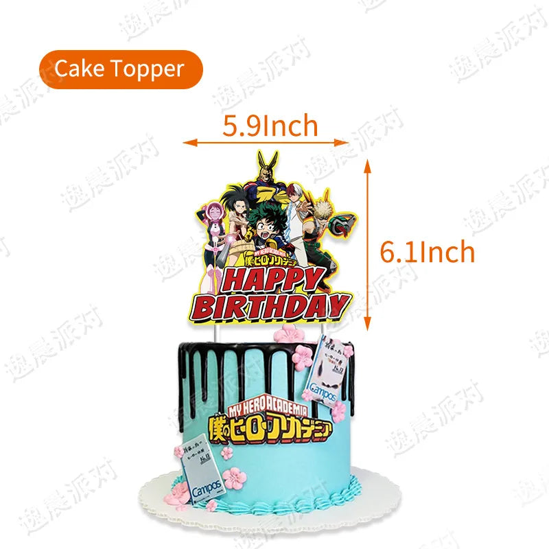 My Hero Academia Party Supplies Set - Includes Balloons, Flags, Cake Toppers - Birthday & Baby Shower Decorations - Kid-Friendly Anime Air Globos