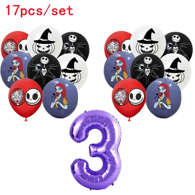 The Nightmare Before Christmas Party Supplies - Jack Skellington Theme Birthday Decorations - Includes Balloons, Banner, Tableware & Halloween Toys