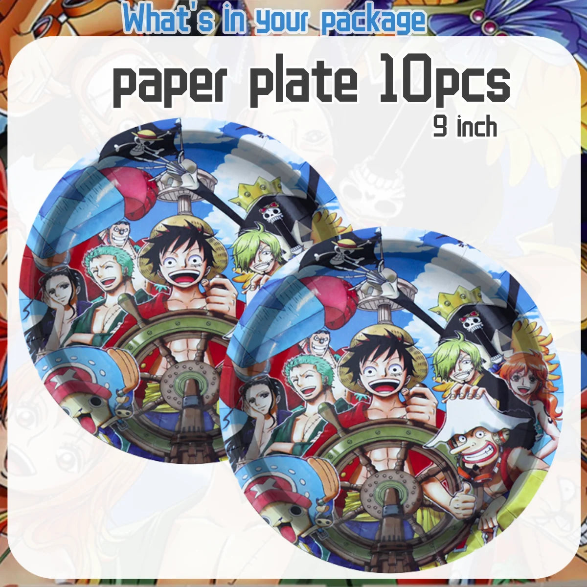 One Piece Birthday Party Supplies - Luffy & Zoro Themed Decorations - Complete Disposable Tableware Set with Tablecloth, Cups, Plates, Balloons