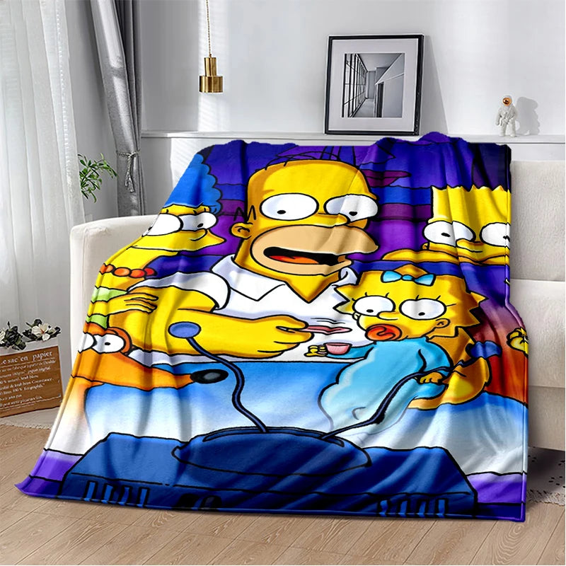 2025 New The Simpsons Cartoon Flannel Blanket - Soft, Comfortable Throw for Beds, Sofas, and Home - Perfect for Kids and Bedrooms