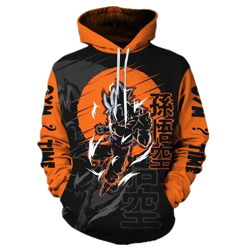 Autumn New Dragon Ball Goku 3D Printed Sweater - Loose, Comfortable Hooded Pullover - Available in Large Sizes