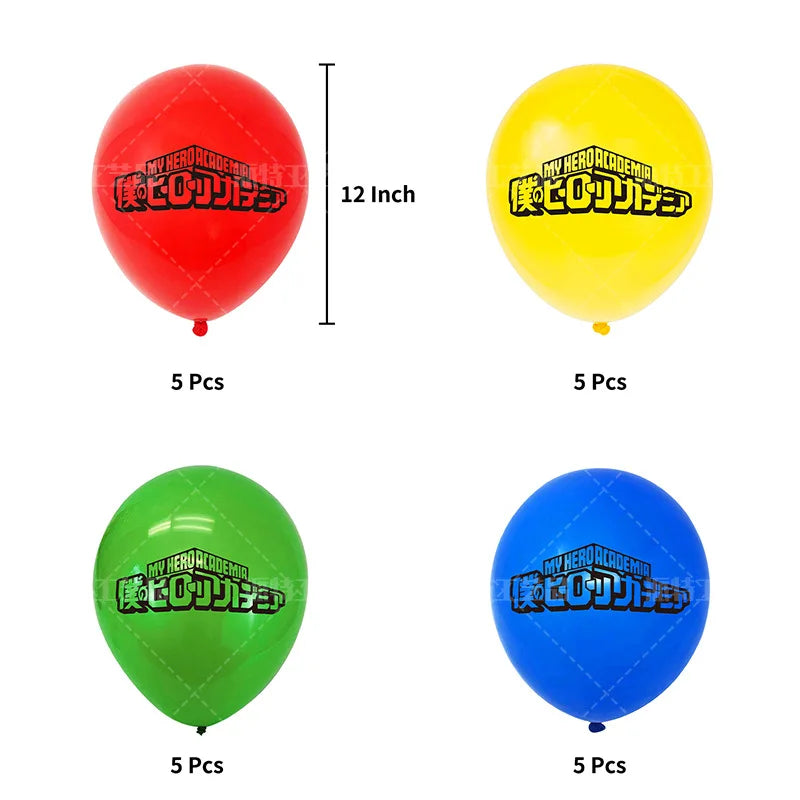 My Hero Academia Party Supplies Set - Includes Balloons, Flags, Cake Toppers - Birthday & Baby Shower Decorations - Kid-Friendly Anime Air Globos