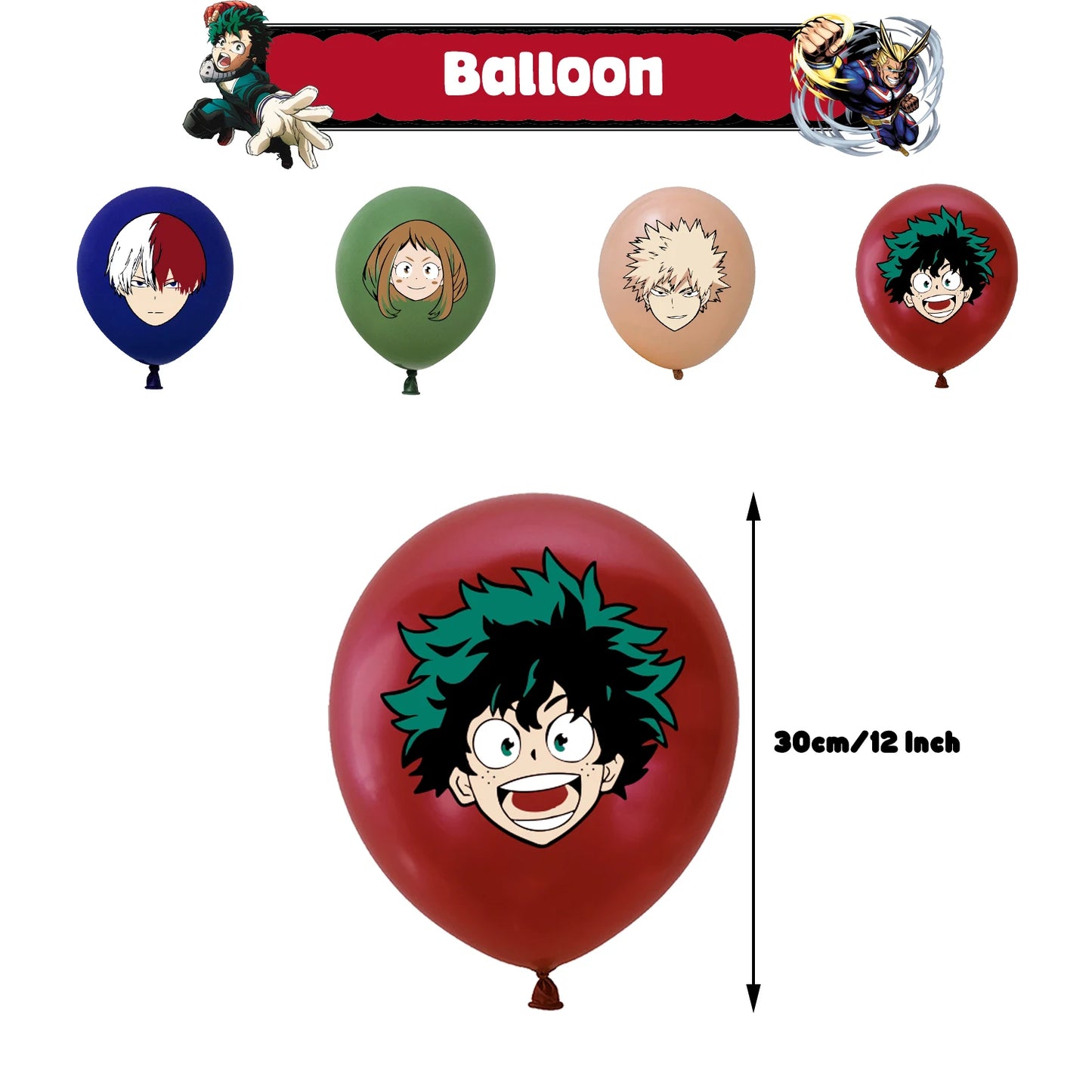 Hot Anime My Hero Academia Theme Kids Birthday Party Digital Balloon Banner Cake Topper Background Decoration Supplies