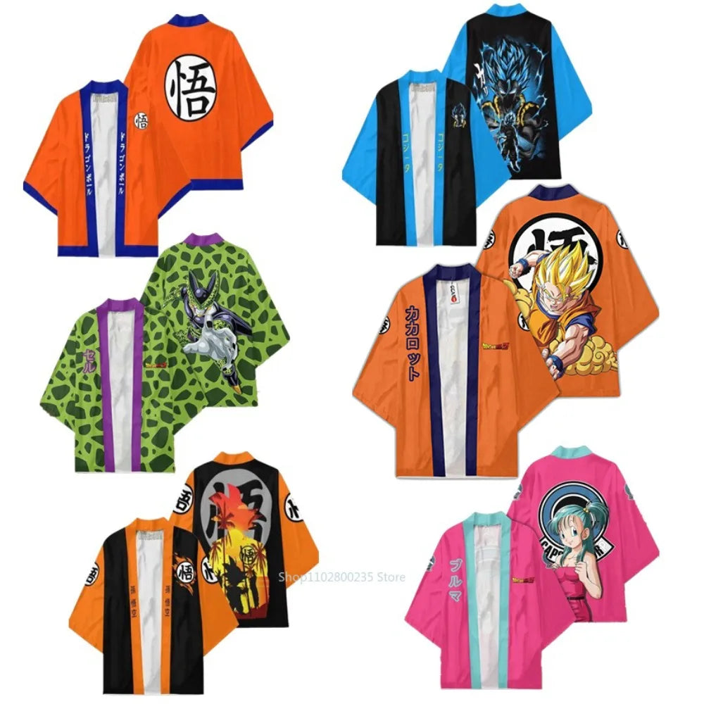 Dragon Ball Son Goku Cosplay Kimono - Casual Cape for Adults & Kids - Kakarotto Print Thin Robe - Perfect Anime Clothing Gift