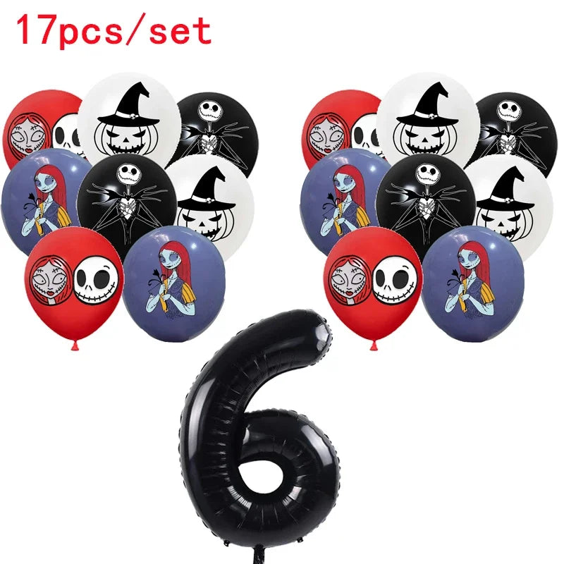 The Nightmare Before Christmas Party Supplies - Jack Skellington Theme Birthday Decorations - Includes Balloons, Banner, Tableware & Halloween Toys