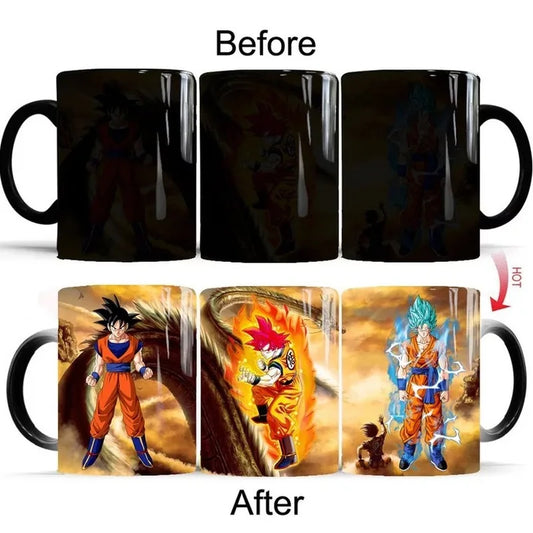 Dragon Ball Z Super GT Heat-Sensitive Color Changing Mug - Goku Cartoon Ceramic Coffee Cup - Creative Birthday Gift for Anime Fans