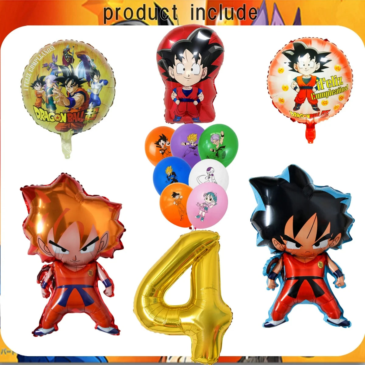 Dragon Ball Super Birthday Party Supplies - Goku Anime Theme Decorations - Disposable Tableware Set Includes Tablecloth, Plates, Cups, Balloons