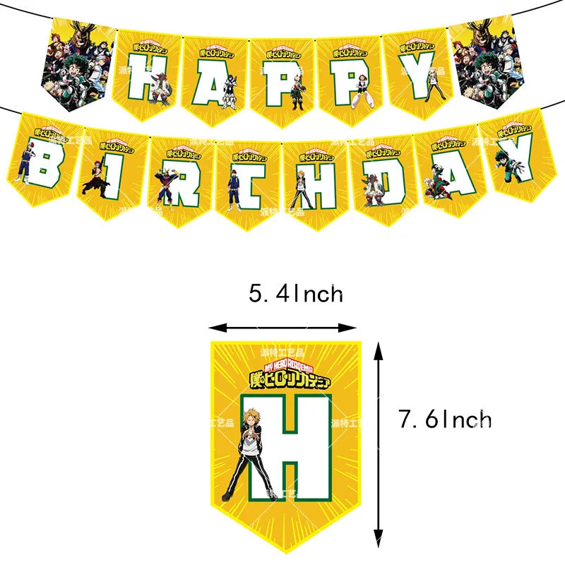 My Hero Academia Party Supplies Set - Includes Balloons, Flags, Cake Toppers - Birthday & Baby Shower Decorations - Kid-Friendly Anime Air Globos