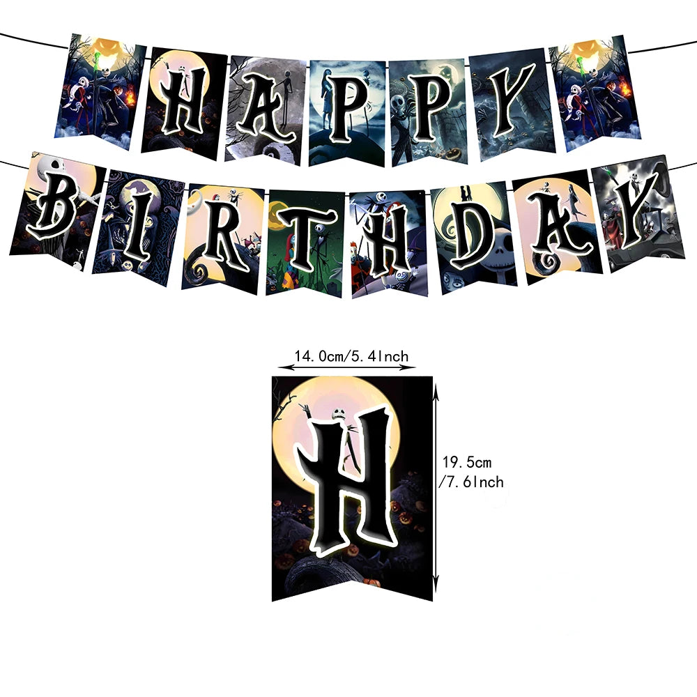 The Nightmare Before Christmas Party Supplies - Jack Skellington Theme Birthday Decorations - Includes Balloons, Banner, Tableware & Halloween Toys