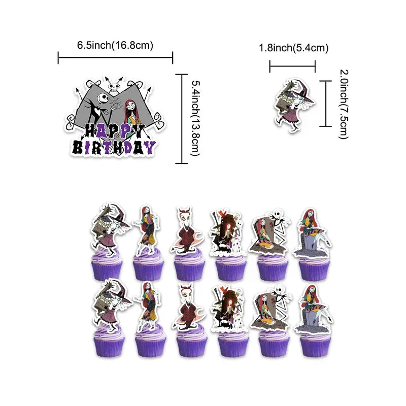 The Nightmare Before Christmas Party Supplies - Jack Skellington Theme Birthday Decorations - Includes Balloons, Banner, Tableware & Halloween Toys