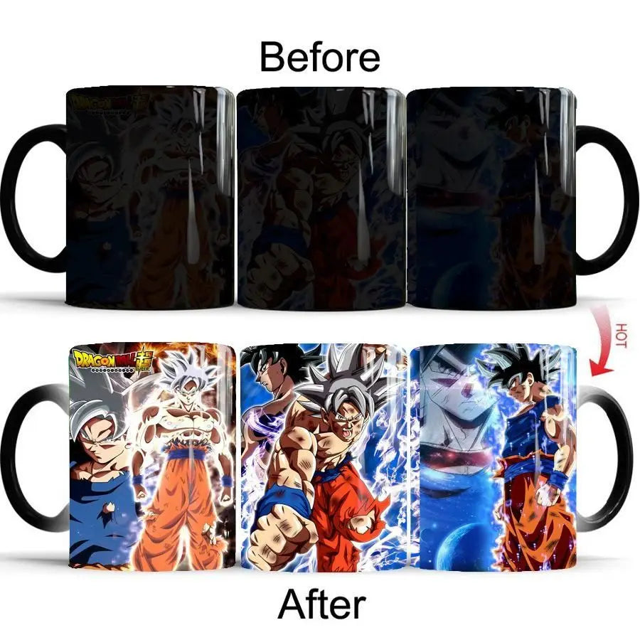 Dragon Ball Z Super GT Heat-Sensitive Color Changing Mug - Goku Cartoon Ceramic Coffee Cup - Creative Birthday Gift for Anime Fans