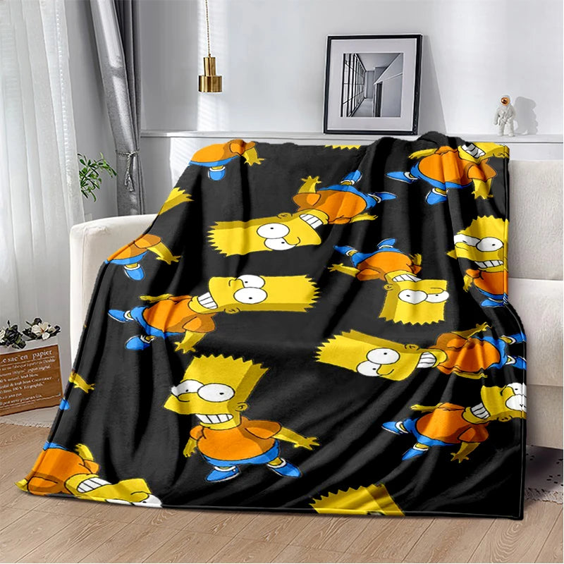 2025 New The Simpsons Cartoon Flannel Blanket - Soft, Comfortable Throw for Beds, Sofas, and Home - Perfect for Kids and Bedrooms