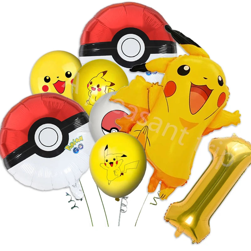 Pink Pikachu Pokemon Party Kit - Birthday & Baby Shower Decorations with Balloons, Stickers, Tablecloth, Cups, Plates - Complete Supplies Set