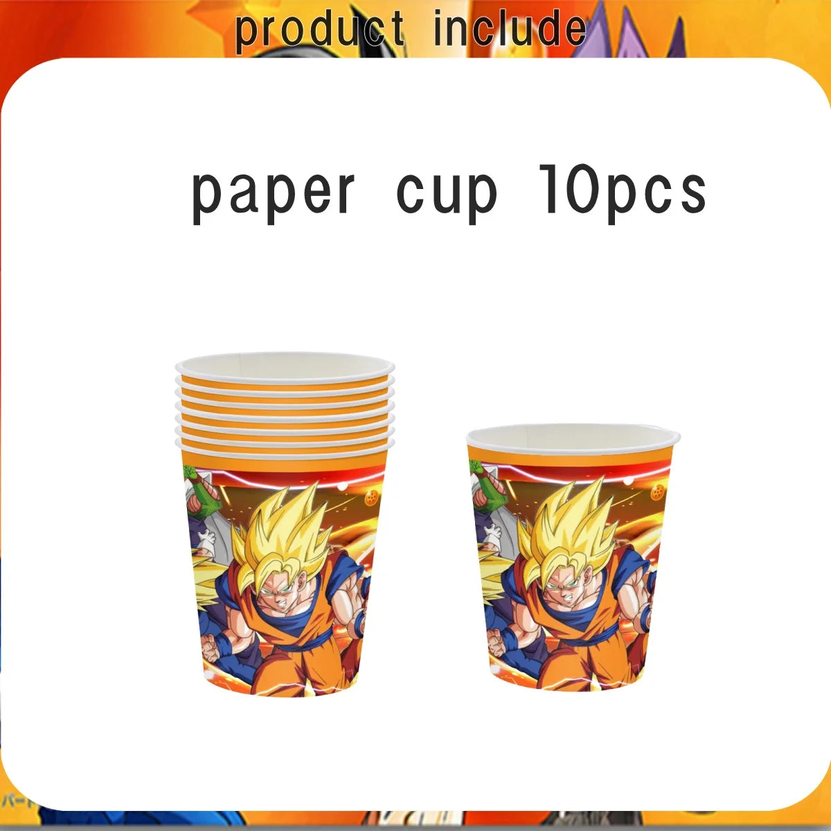 Dragon Ball Super Birthday Party Supplies - Goku Anime Theme Decorations - Disposable Tableware Set Includes Tablecloth, Plates, Cups, Balloons