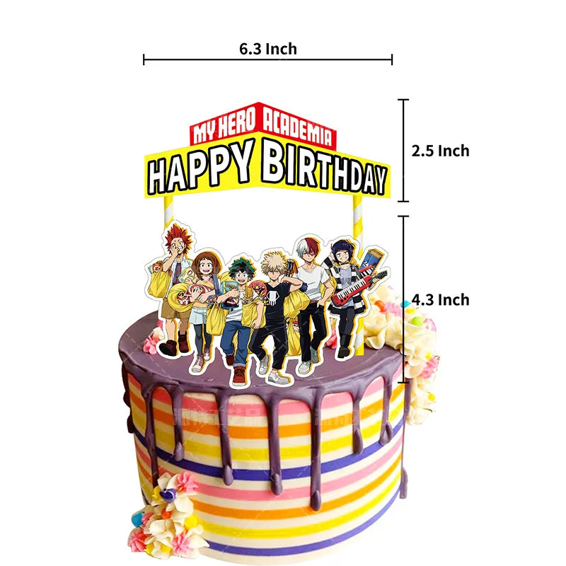 My Hero Academia Party Supplies Set - Includes Balloons, Flags, Cake Toppers - Birthday & Baby Shower Decorations - Kid-Friendly Anime Air Globos