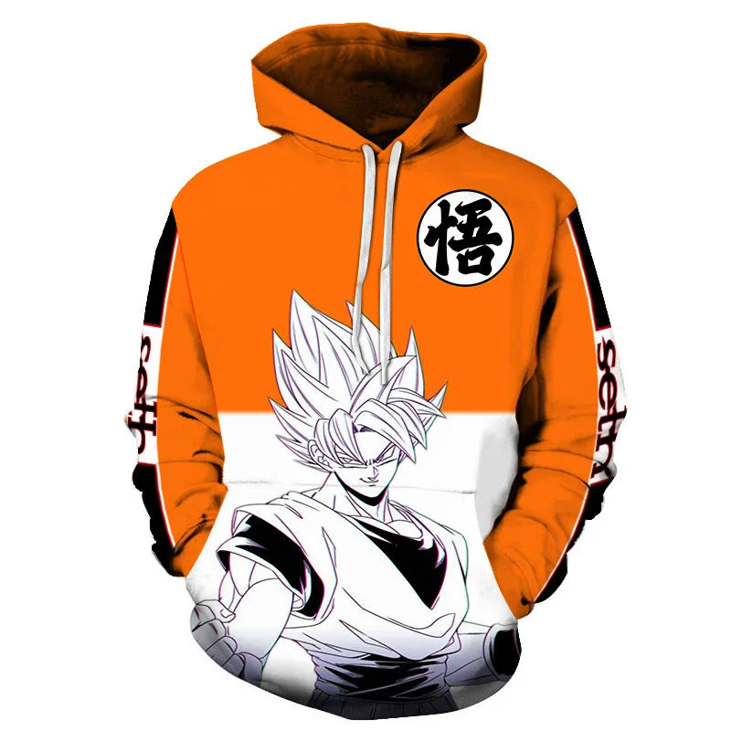 Autumn New Dragon Ball Goku 3D Printed Sweater - Loose, Comfortable Hooded Pullover - Available in Large Sizes