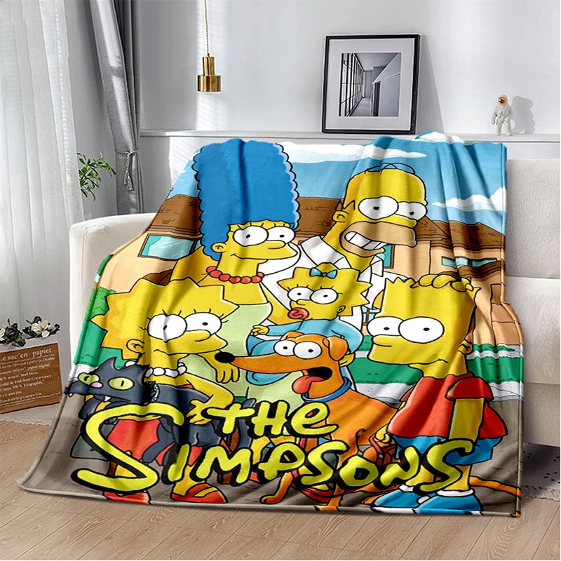 2025 New The Simpsons Cartoon Flannel Blanket - Soft, Comfortable Throw for Beds, Sofas, and Home - Perfect for Kids and Bedrooms