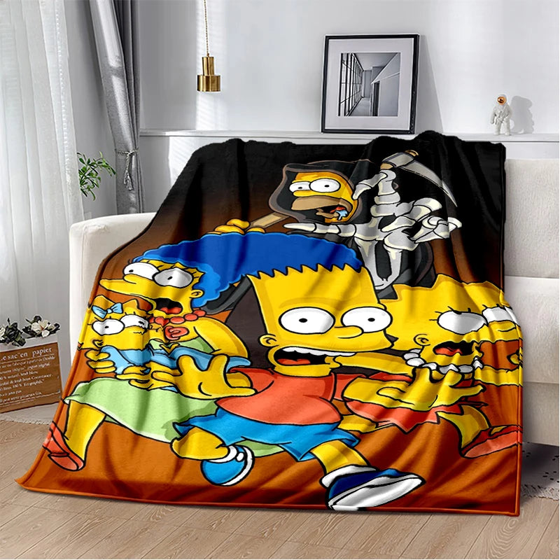 2025 New The Simpsons Cartoon Flannel Blanket - Soft, Comfortable Throw for Beds, Sofas, and Home - Perfect for Kids and Bedrooms