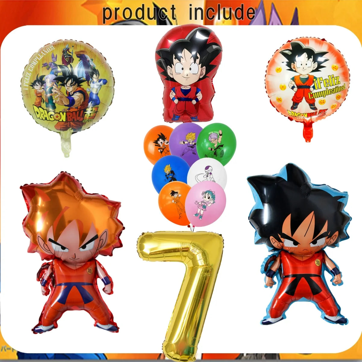 Dragon Ball Super Birthday Party Supplies - Goku Anime Theme Decorations - Disposable Tableware Set Includes Tablecloth, Plates, Cups, Balloons