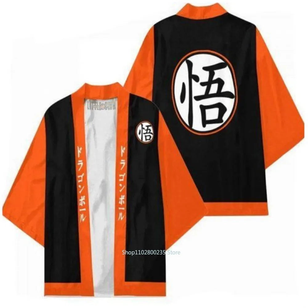 Dragon Ball Son Goku Cosplay Kimono - Casual Cape for Adults & Kids - Kakarotto Print Thin Robe - Perfect Anime Clothing Gift