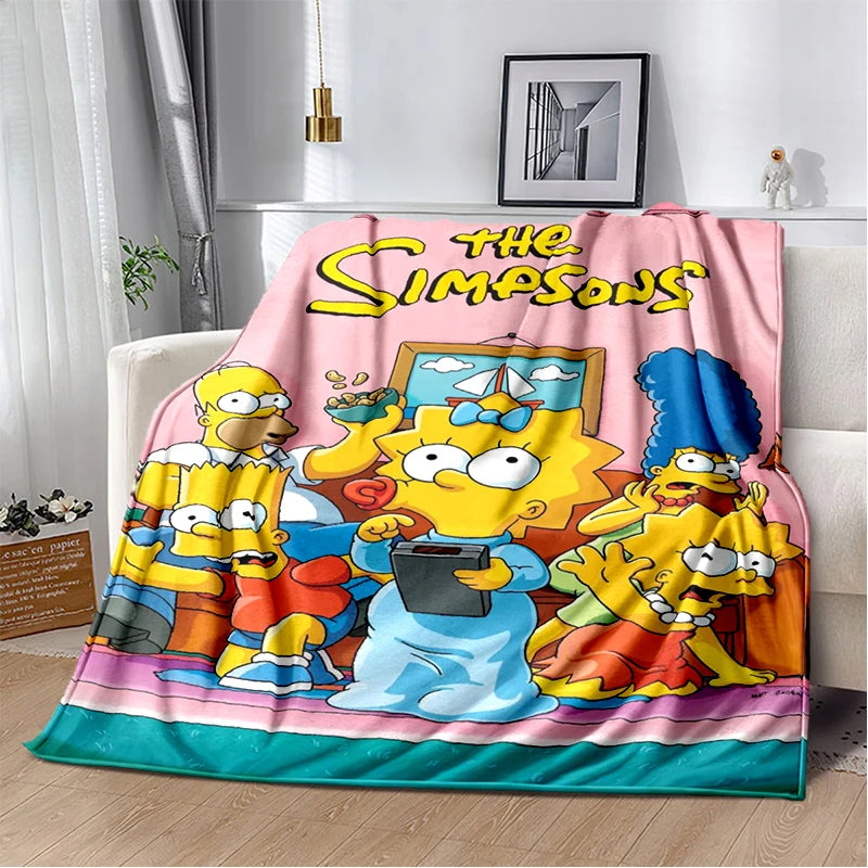 2025 New The Simpsons Cartoon Flannel Blanket - Soft, Comfortable Throw for Beds, Sofas, and Home - Perfect for Kids and Bedrooms