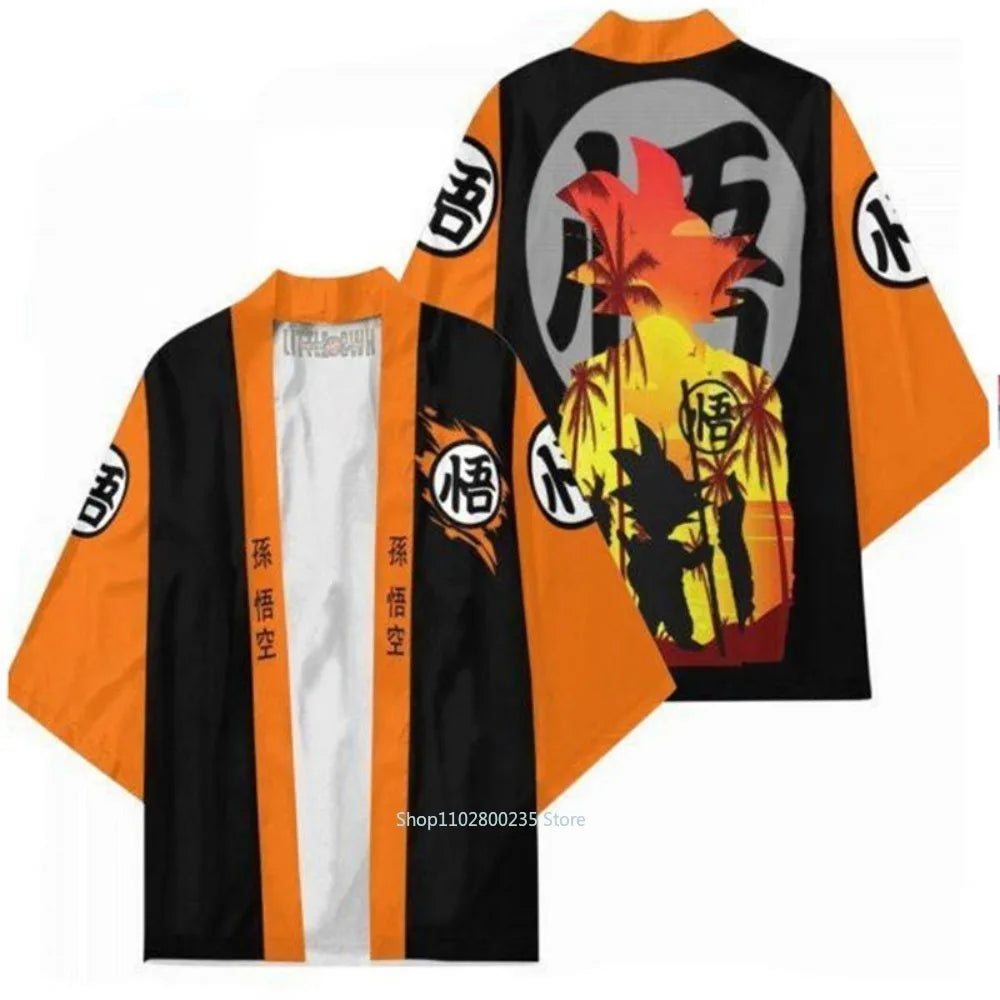 Dragon Ball Son Goku Cosplay Kimono - Casual Cape for Adults & Kids - Kakarotto Print Thin Robe - Perfect Anime Clothing Gift