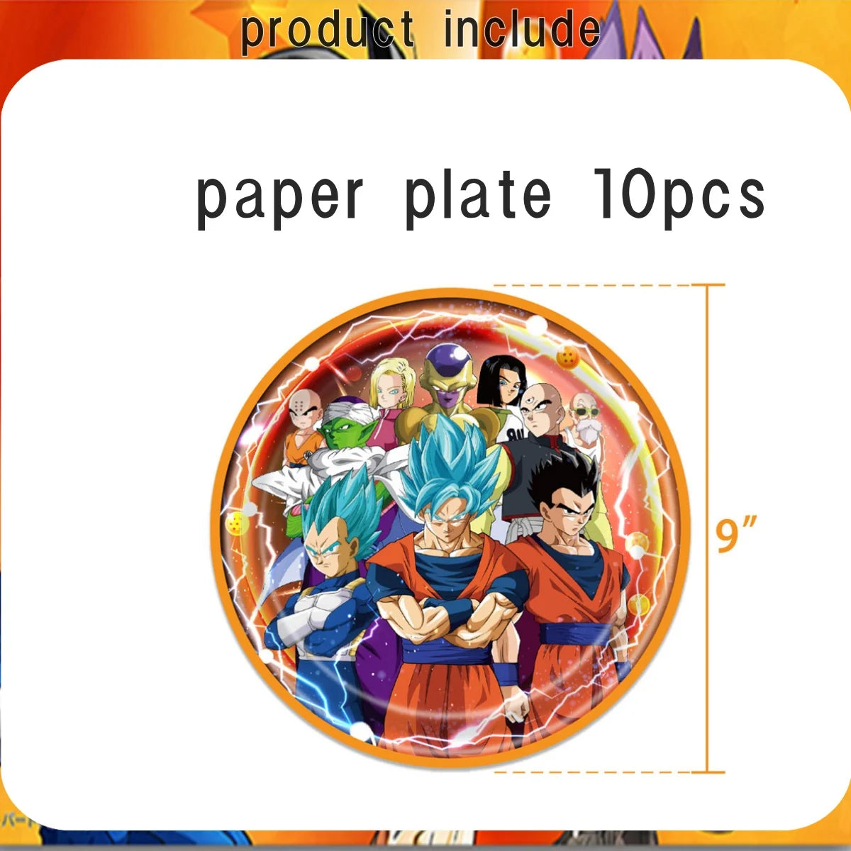 Dragon Ball Super Birthday Party Supplies - Goku Anime Theme Decorations - Disposable Tableware Set Includes Tablecloth, Plates, Cups, Balloons