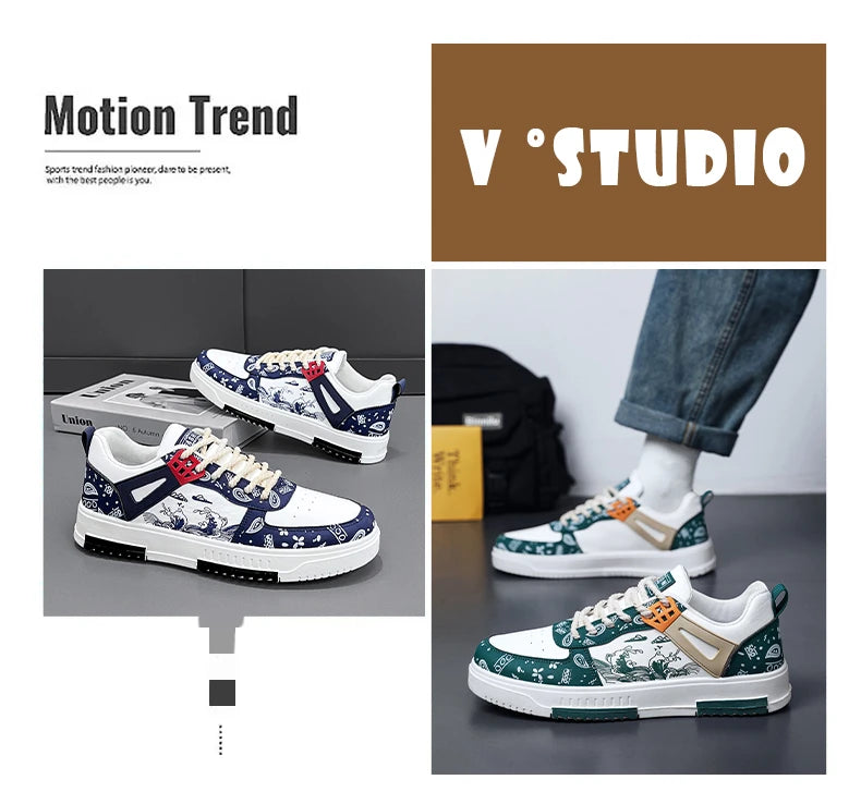 Men's Leather Canvas Board Shoes - Korean Trend Casual Sneakers - Breathable & Stylish - Ideal for Everyday Wear