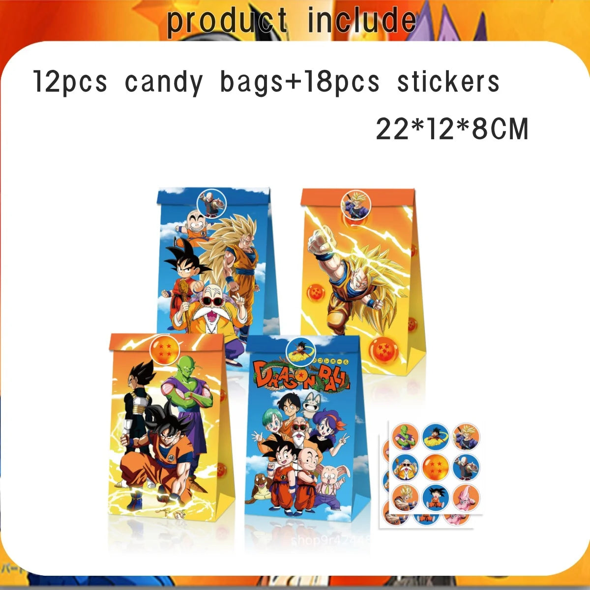 Dragon Ball Super Birthday Party Supplies - Goku Anime Theme Decorations - Disposable Tableware Set Includes Tablecloth, Plates, Cups, Balloons