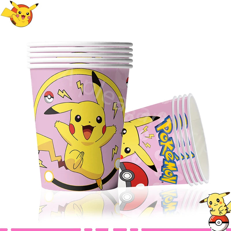 Pink Pikachu Pokemon Party Kit - Birthday & Baby Shower Decorations with Balloons, Stickers, Tablecloth, Cups, Plates - Complete Supplies Set