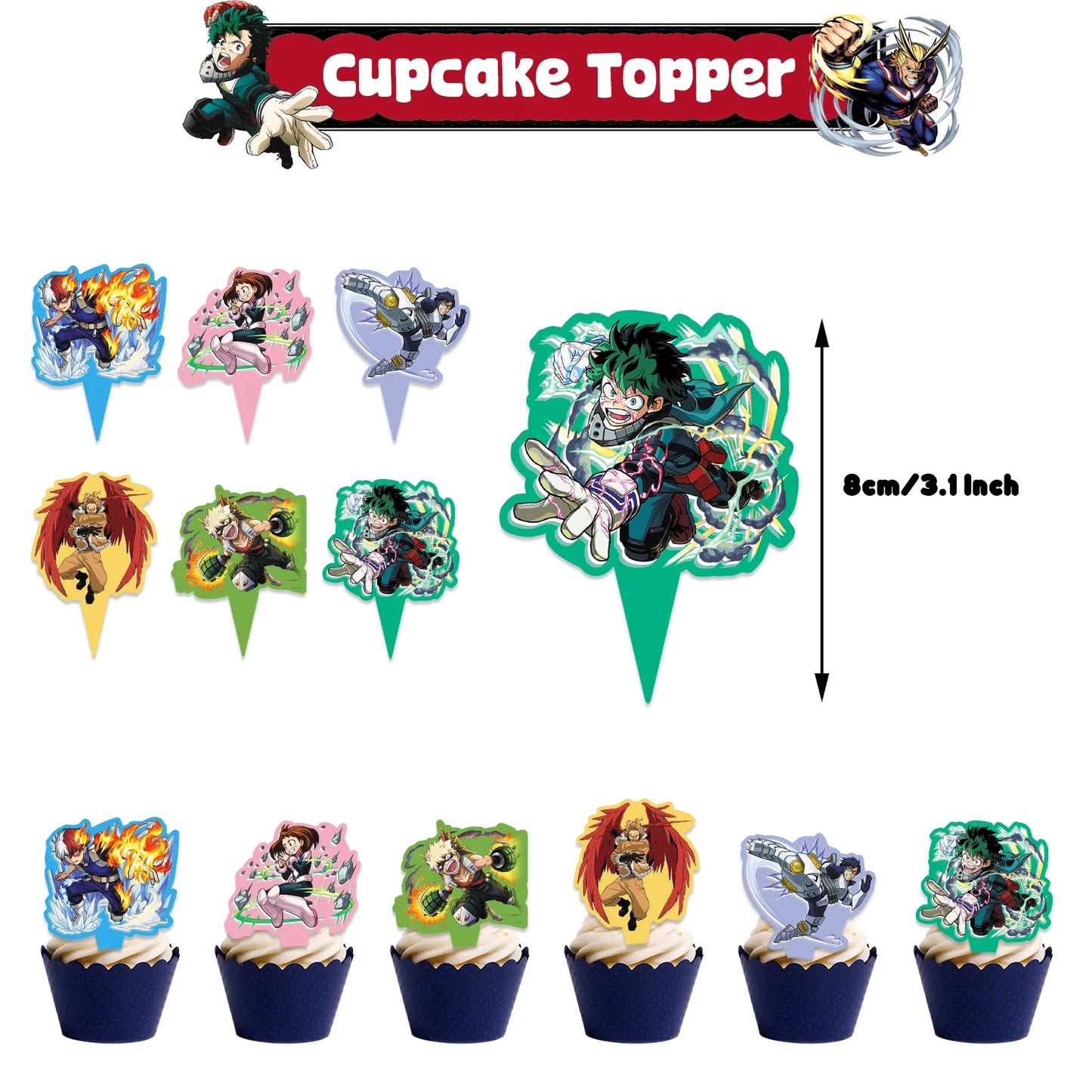 Hot Anime My Hero Academia Theme Kids Birthday Party Digital Balloon Banner Cake Topper Background Decoration Supplies