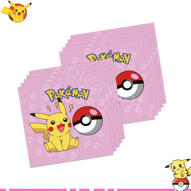 Pink Pikachu Pokemon Party Kit - Birthday & Baby Shower Decorations with Balloons, Stickers, Tablecloth, Cups, Plates - Complete Supplies Set