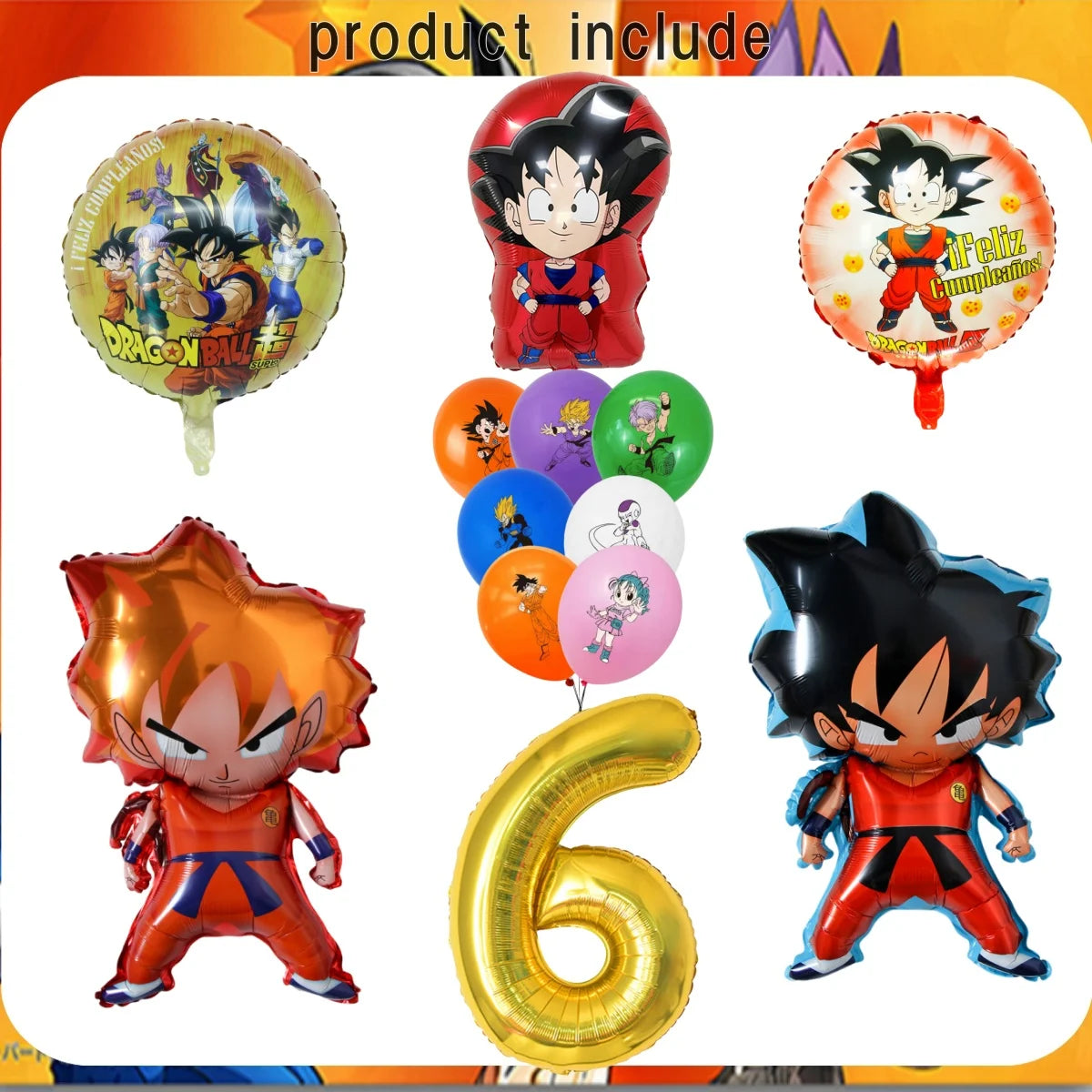 Dragon Ball Super Birthday Party Supplies - Goku Anime Theme Decorations - Disposable Tableware Set Includes Tablecloth, Plates, Cups, Balloons