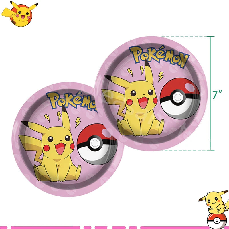 Pink Pikachu Pokemon Party Kit - Birthday & Baby Shower Decorations with Balloons, Stickers, Tablecloth, Cups, Plates - Complete Supplies Set