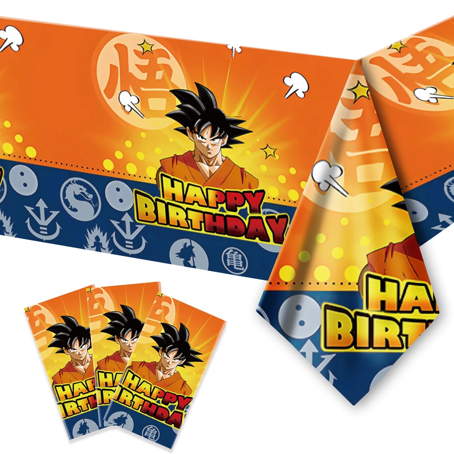 Goku Dragon Ball Theme Party Supplies - Monkey King Birthday Decorations Set - Includes Tableware, Tablecloth, Plates, Balloons & Baby Shower Toy Gifts