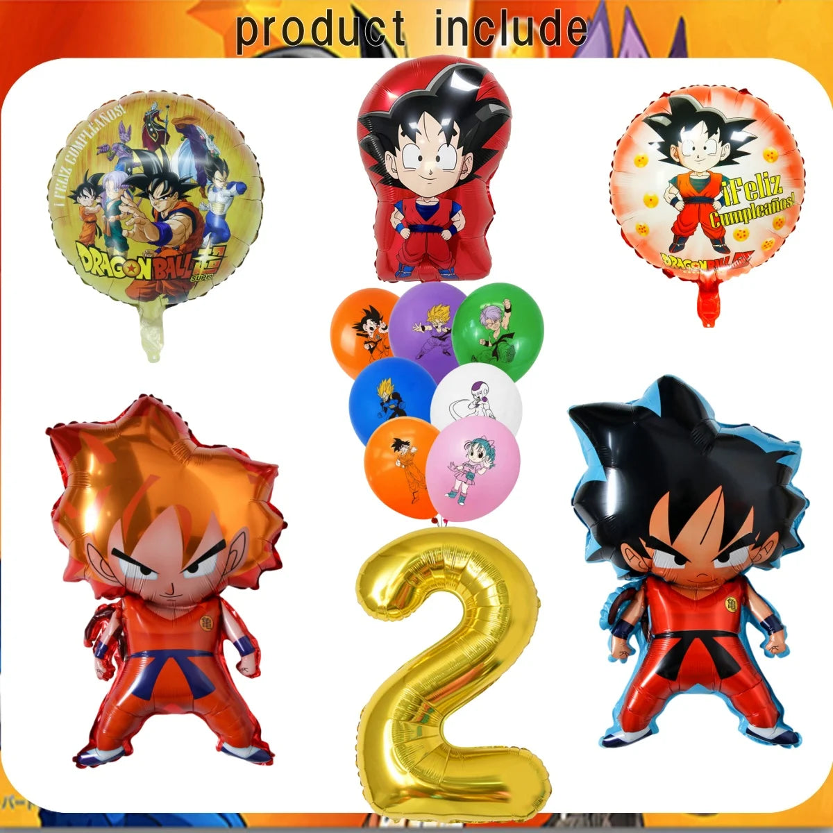 Dragon Ball Super Birthday Party Supplies - Goku Anime Theme Decorations - Disposable Tableware Set Includes Tablecloth, Plates, Cups, Balloons