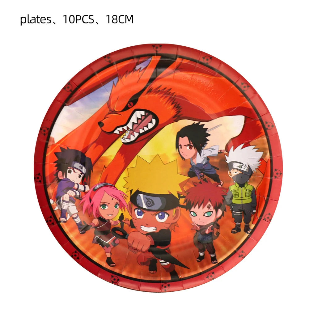 Naruto-Themed Birthday Party Kit - Custom Disposable Tableware, Banner & Studio Props - Perfect for Anime-Themed Celebrations & Baby Showers