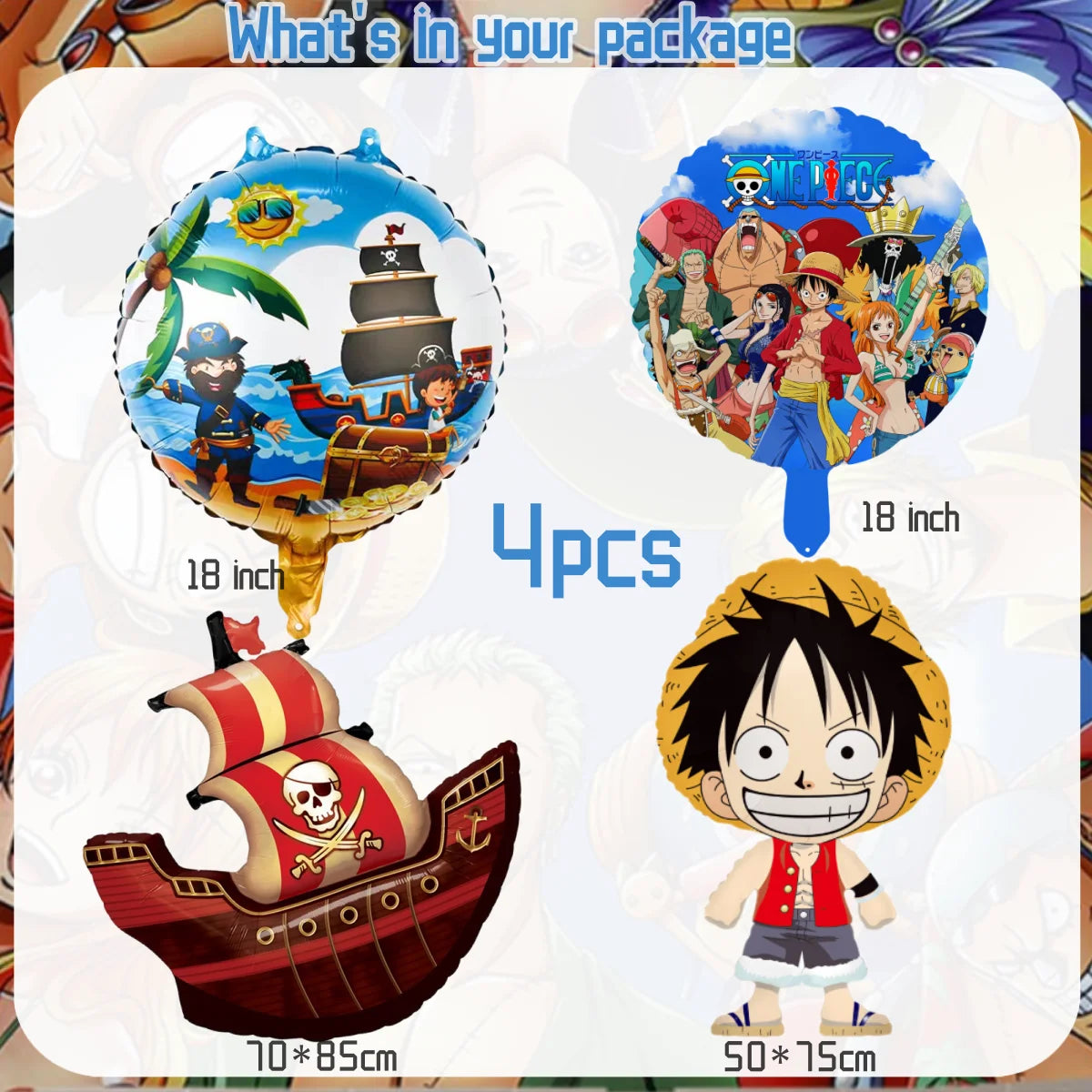 One Piece Birthday Party Supplies - Luffy & Zoro Themed Decorations - Complete Disposable Tableware Set with Tablecloth, Cups, Plates, Balloons