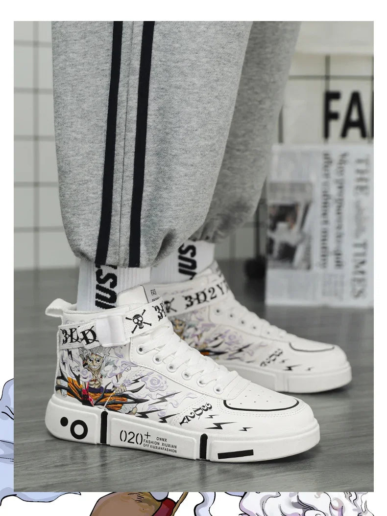 2024 Autumn One Piece High-Top Skateboard Shoes - Fashion White Casual Sneakers for Men & Women