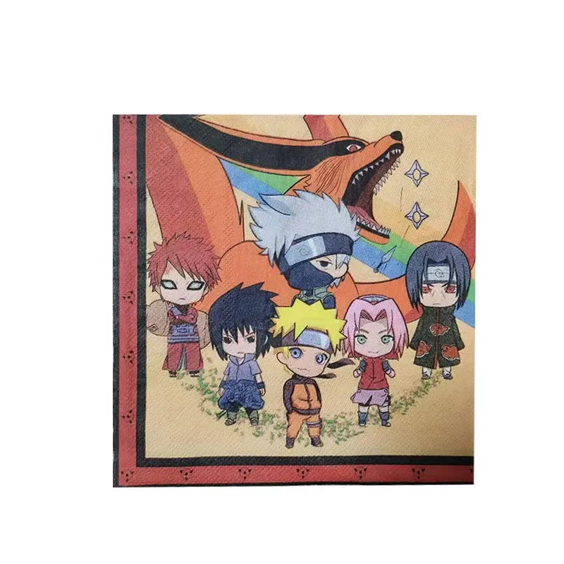 Cool Naruto Anime Birthday Party Set - Disposable Cake Topper, Hanging Flags, Balloon Suits - Complete Decorations for Naruto-Themed Celebration