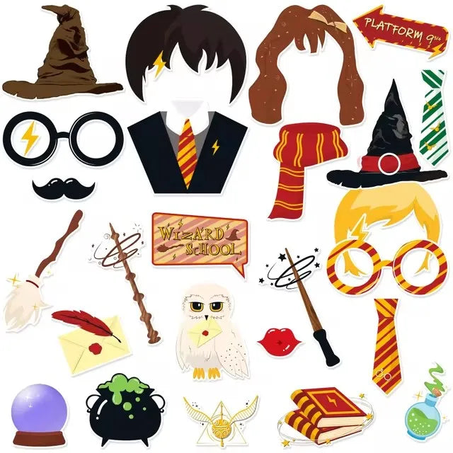 Harry Potter Hogwarts Birthday Party Supplies Set - Disposable Banner, Cake Topper, Hanging Flags & Balloons - Magical Wizard Theme Decorations