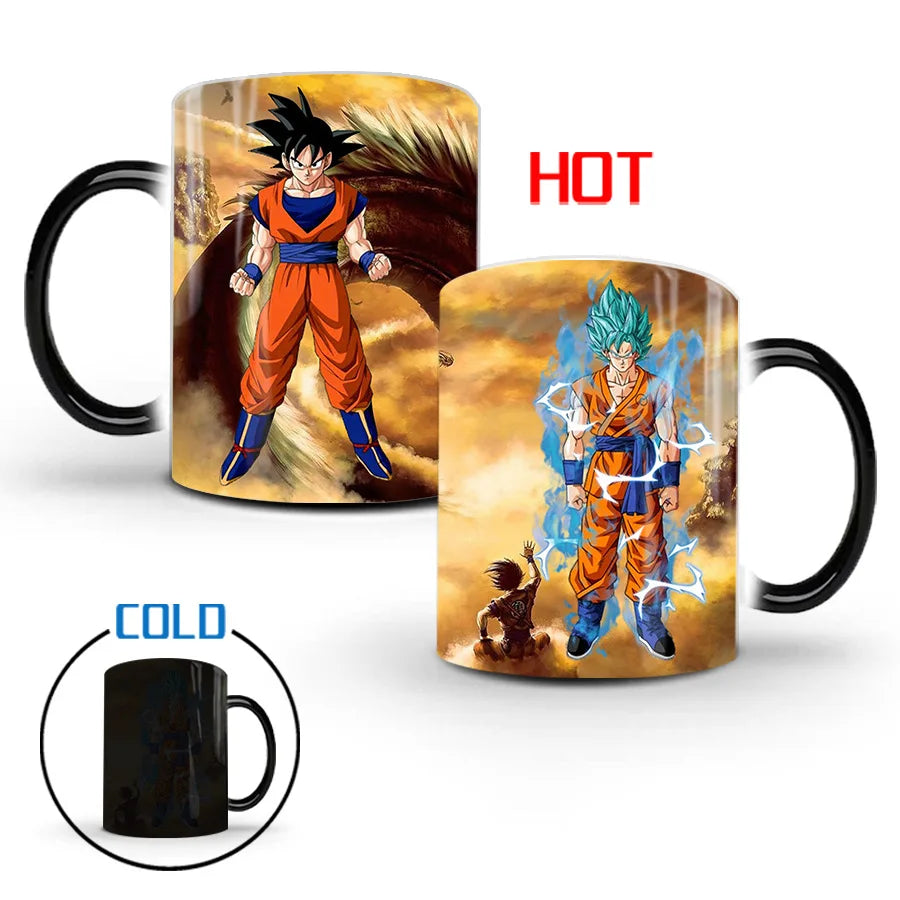 Dragon Ball Z Super GT Heat-Sensitive Color Changing Mug - Goku Cartoon Ceramic Coffee Cup - Creative Birthday Gift for Anime Fans